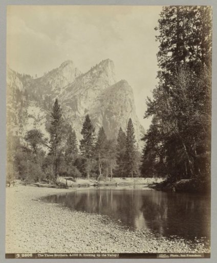 View of the rock formation The Three Brothers in Yosemite Valley