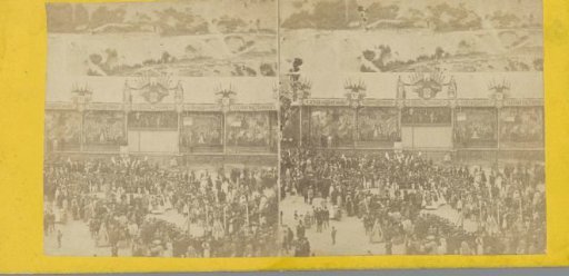 Audience at a decorated tent on Montmartre