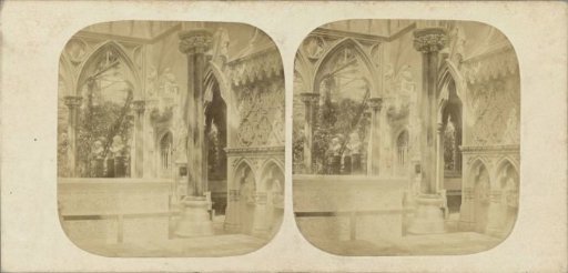 Sculptures in the French and Italian Medieval forehall of the Crystal Palace in Sydenham