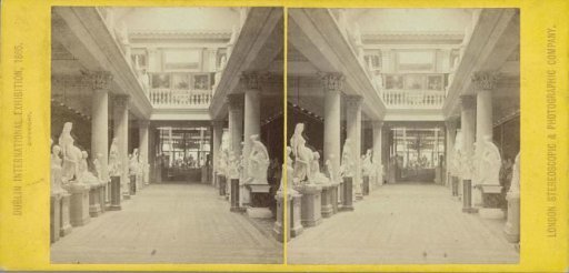 Colonnade with statues during the Dublin International Exhibition of 1865