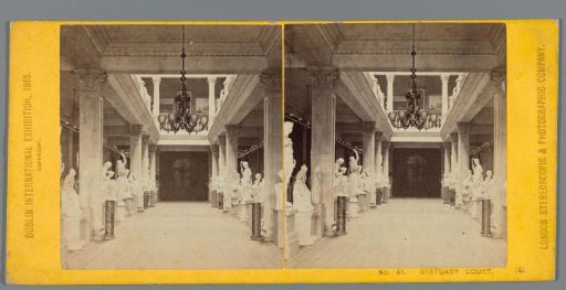Colonnade with statues during the Dublin International Exhibition of 1865