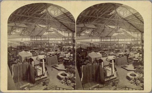 Interior of the main building of the World's Fair in Philadelphia in 1876