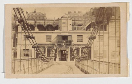 View of a building at the start of the Royal Suspension Chain Pier at Brighton