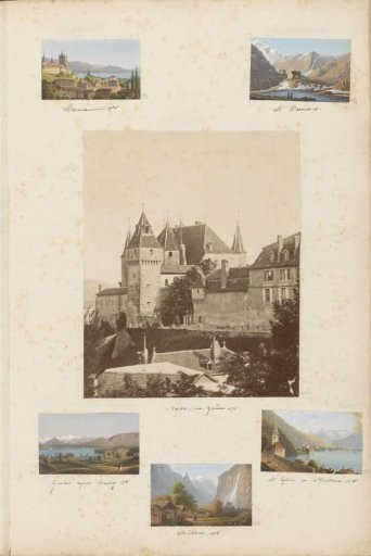 Village view in Staubbach with waterfall and house