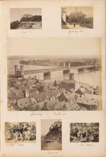 View of Godesberg with four figures in the foreground