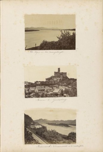 View of half-timbered houses and the castle ruins of Godesburg