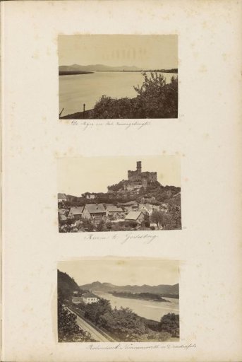 View of the Rhine at Remagen with the Rolandseck, the island of Nonnenwerth and the Drachenfels, with Hotel C. Groyen in the foreground