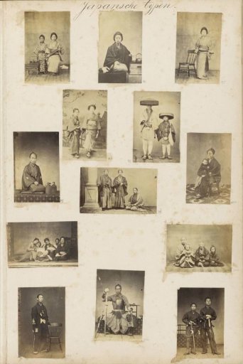Portrait of three Japanese men with swords
