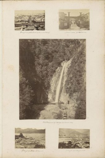Waterfall at Hyogo with a Western man in the foreground