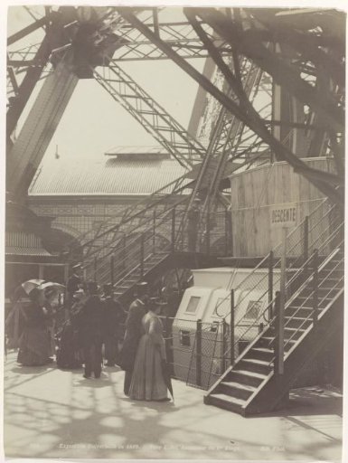 View of the basement of the Eiffel Tower during the Exposition Universelle of 1889