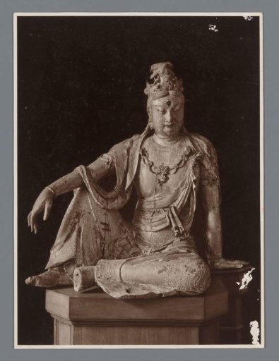 Sculpture of Guanyin, the Buddhist deity, prior to restoration