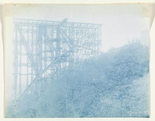 Construction of the Viaur Viaduct in France by the Societé de Construction des Battignolles, 18 January 1901