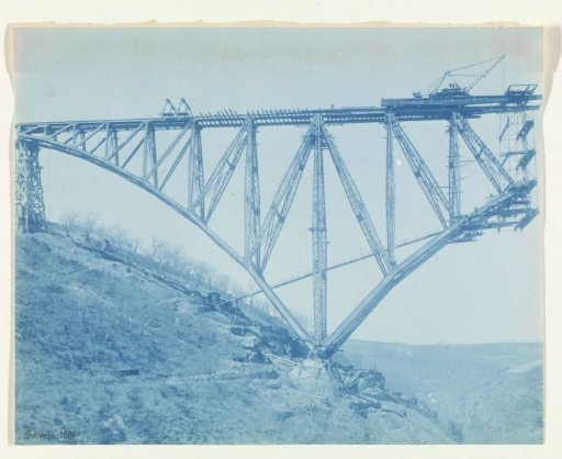 Construction of the Viaur Viaduct in France by the Société de Construction des Battignolles, 18 April 1901