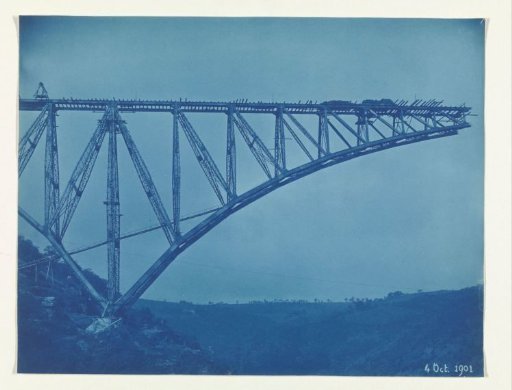 Construction of the Viaur Viaduct in France by the Société de Construction des Battignolles, 4 October 1901