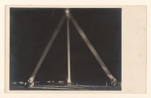 Night scene with searchlights, Germany
