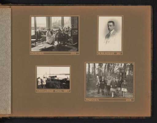 Kessler cousins during the Easter celebration at Villa Stoephout in Wassenaar; top right a portrait of Guus Kessler, bottom left his two daughters Cornie and Guss in Friesland