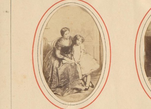 Photographic reproduction of a painting of a mother with a child