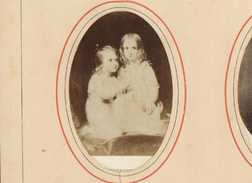 Photographic reproduction of a painting of two children, with a poem by J.J.L. ten Kate