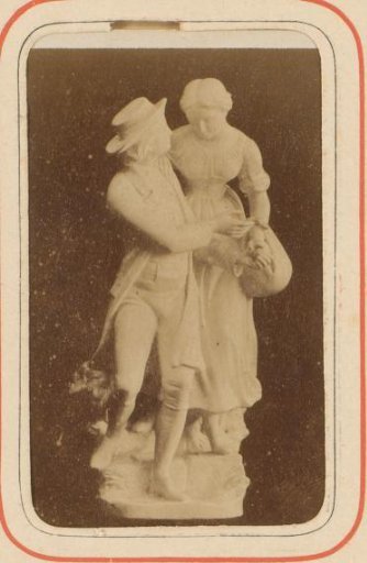 Photographic reproduction of a plaster copy of a sculpture of Hermann and Dorothea (from the poem of the same name by Goethe) by Robert Cauer