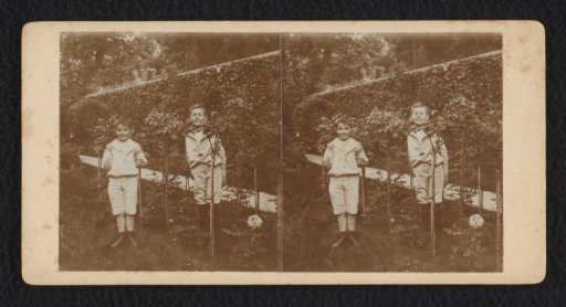 Two boys in a garden