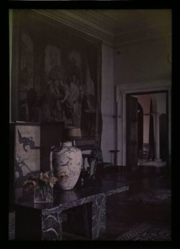 Interior of a house with various art objects