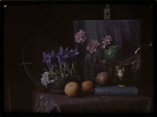Still life with flowers and fruit