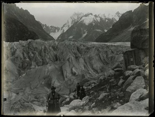 Walking party in a mountain landscape