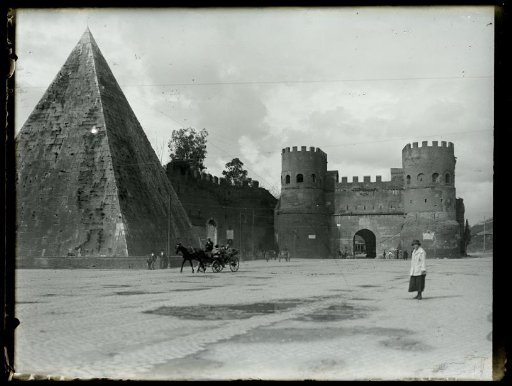 Pyramid of Cestius and the Porta San Paolo in Rome