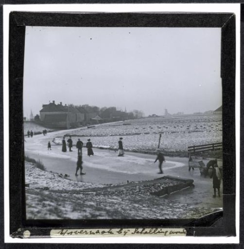 People Skating on a Frozen River