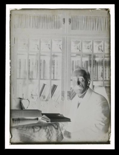 Portrait of an Unknown Man at a Desk Before a Bookcase