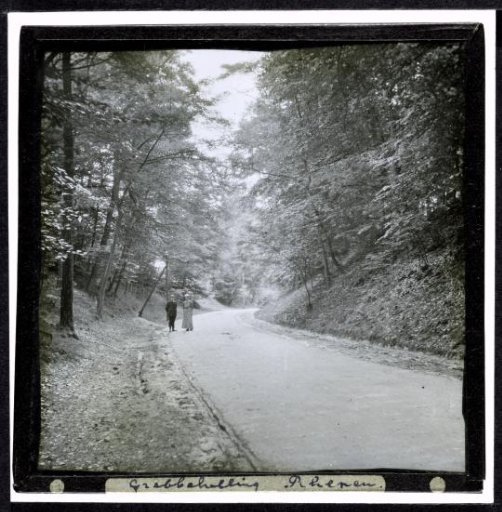Two people on a road in the forest near the Grebbeberg in Rhenen