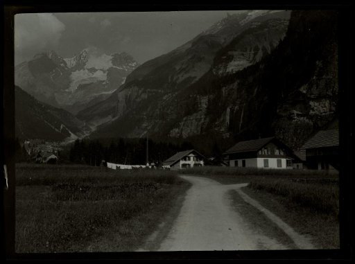 Film negative with a view of Basel, Thun, Kandersteg, or Gemmi