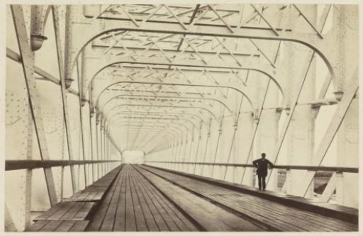 Man on the completed bridge over the Waal at Culemborg