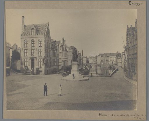 Bruges. Square with statue of Jan van Eyck
