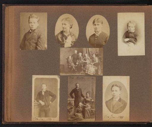 Page from the Diepenbrock family photo album with 8 photos of Alphons Diepenbrock and his surroundings