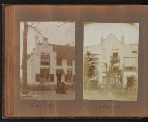 Page from the Diepenbrock family photo album with 2 photos of Alphons Diepenbrock and his surroundings