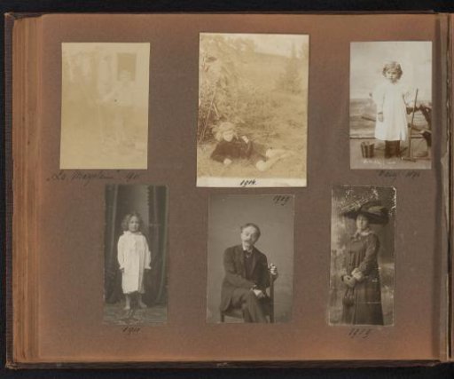 Page from the Diepenbrock family photo album with 6 photos of Alphons Diepenbrock and his surroundings
