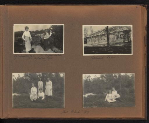 Page from the Diepenbrock family photo album with 4 photos of Alphons Diepenbrock and his surroundings