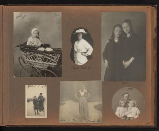 Page from the Diepenbrock family photo album with 6 photos of Alphons Diepenbrock and his surroundings