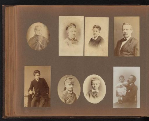 Page from the Diepenbrock family photo album with 8 photos of Alphons Diepenbrock and his surroundings