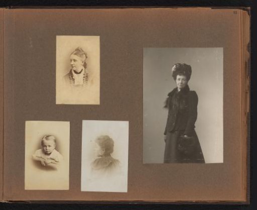 Page from the Diepenbrock family photo album with 4 photos of Alphons Diepenbrock and his surroundings