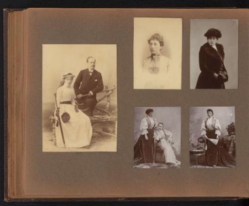 Page from the Diepenbrock family photo album with 5 photos of Alphons Diepenbrock and his surroundings