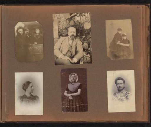 Page from the Diepenbrock family photo album with 6 photos of Alphons Diepenbrock and his surroundings