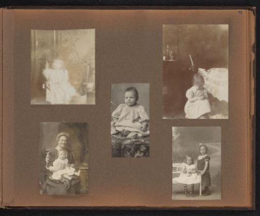 Page from the Diepenbrock family photo album with 5 photos of Alphons Diepenbrock and his surroundings