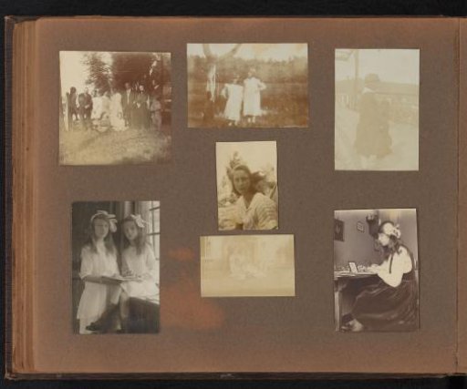 Page from the Diepenbrock family photo album with 7 photos of Alphons Diepenbrock and his surroundings