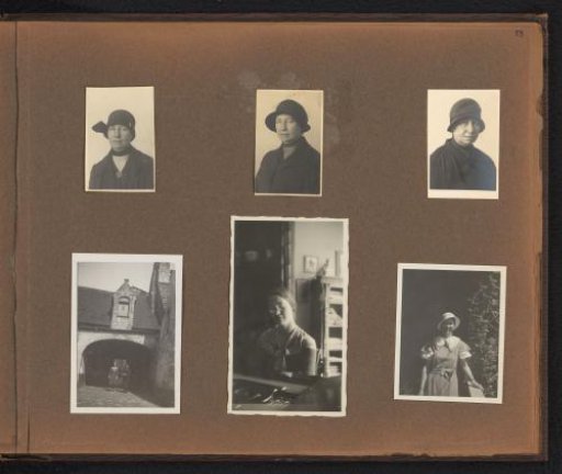 Page from the Diepenbrock family photo album with 6 photos of Alphons Diepenbrock and his surroundings