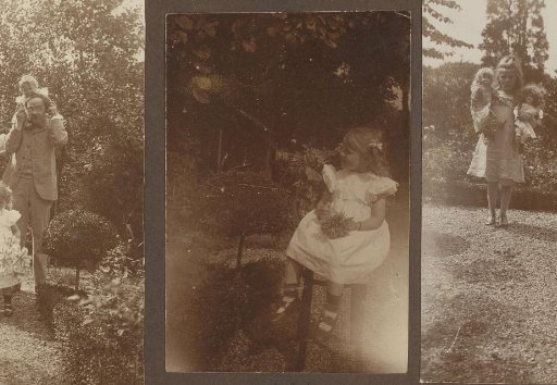 Joanna Diepenbrock Sitting on a Stool in the Garden of Villa de Hoeve with a Flower in Her Hand
