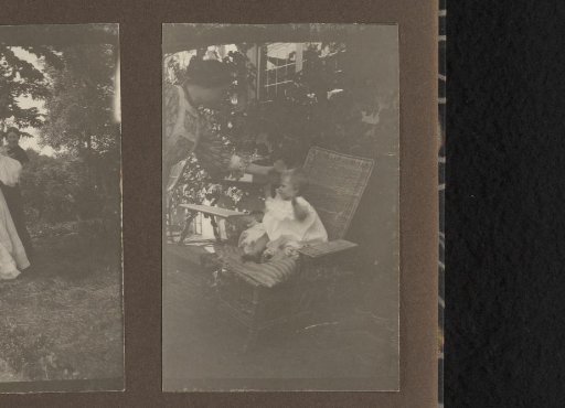 Toddler in a Garden Chair with a Woman Beside, Presumably Thea and Elsa Diepenbrock, in Villa de Hoeve in Laren