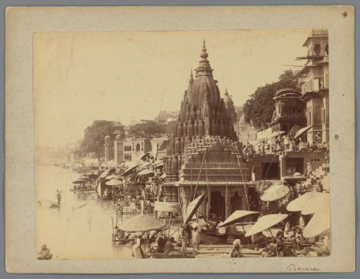 View of Temples and Buildings on the Banks of the Ganga River, Varanasi, Uttar Pradesh, India