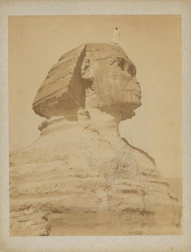 The Sphinx; a Man in Oriental Clothing Standing on Its Head